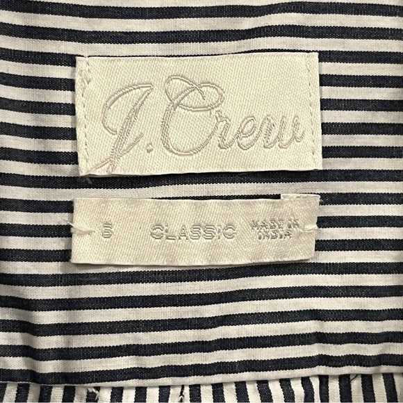 J.Crew cotton poplin stripe shirt dress blue and white size 6 no belt - Picture 3 of 11